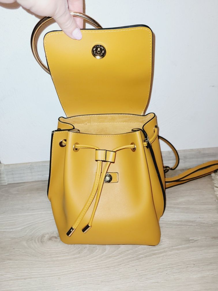 New Look nowy plecak shopper bag musztardowy