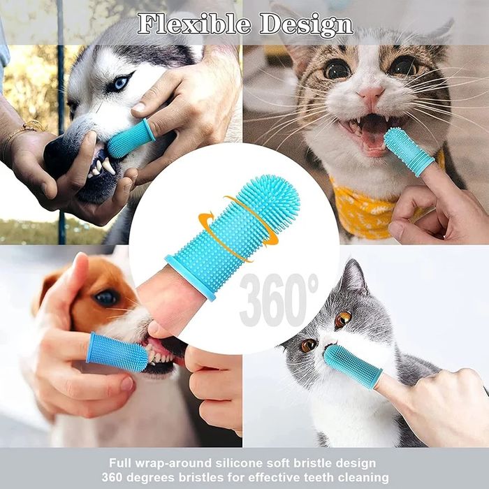 Szczoteczka do zębów DDOXX, na palec, silikonowa 4 sztuki dla psa kota