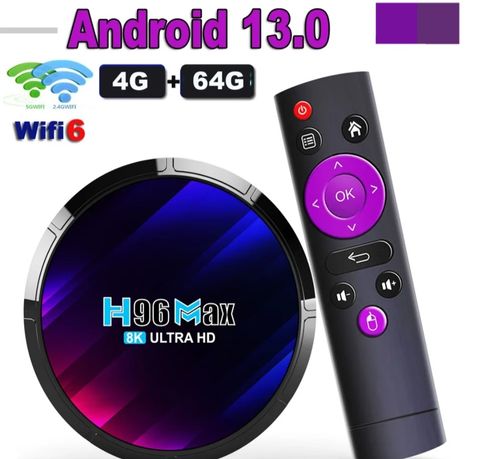 TV BOX 4/64GB 8K Android 13.0 2.4 5G Wi-Fi 6 BT 5.0 Multimedia 2023