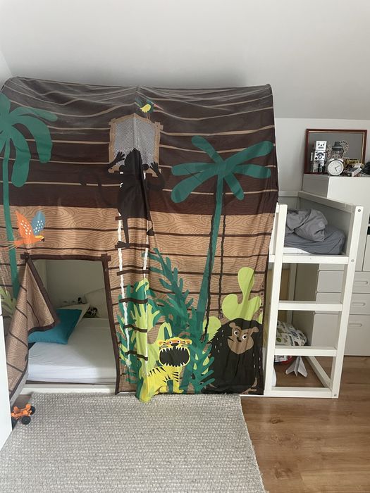 Łożko ikea kura, malowane, baldachim