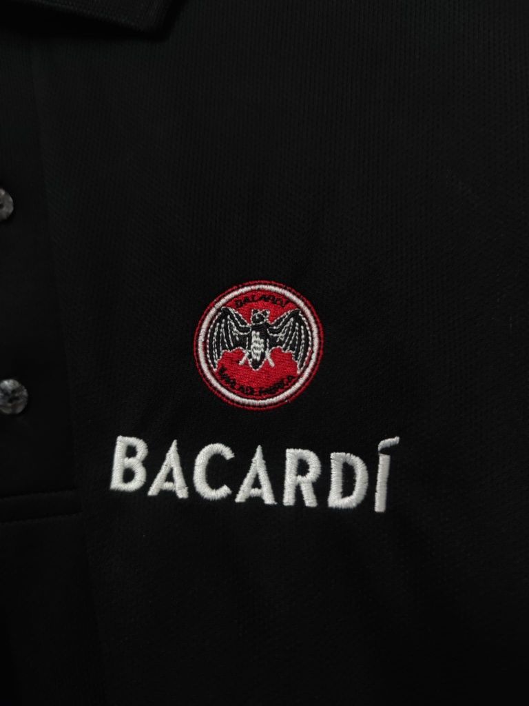 Koszulka Bacardi bluzka polówka L polo t-shirt czarna zapinana na guzi