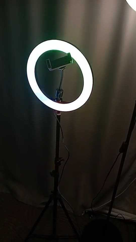 Лампа 36см кільцева RGB LED БУ штатив тримач телефону павер телефон