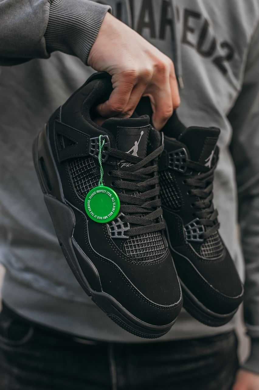 Мужские кроссовки Nike Air Jordan Retro 4 "Black Cat" Размеры 40-45