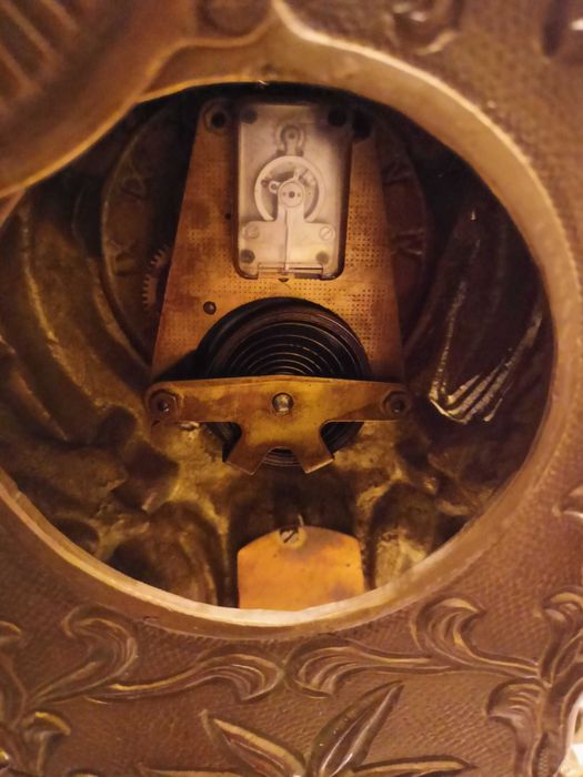 Zegar kominkowy mosiężny ze świecznikami