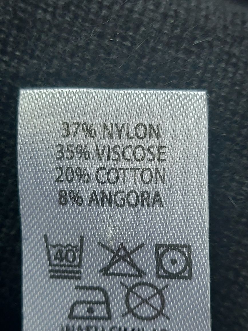Kardigan czarny asymetryczny damski rozmiar 40 firma Luxsury 8%Angora