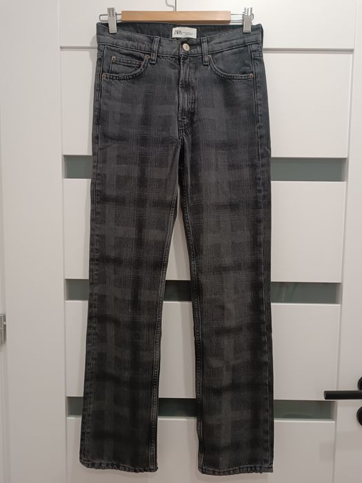 Jeansy spodnie Zara krata rozmiar 32 nowe!
