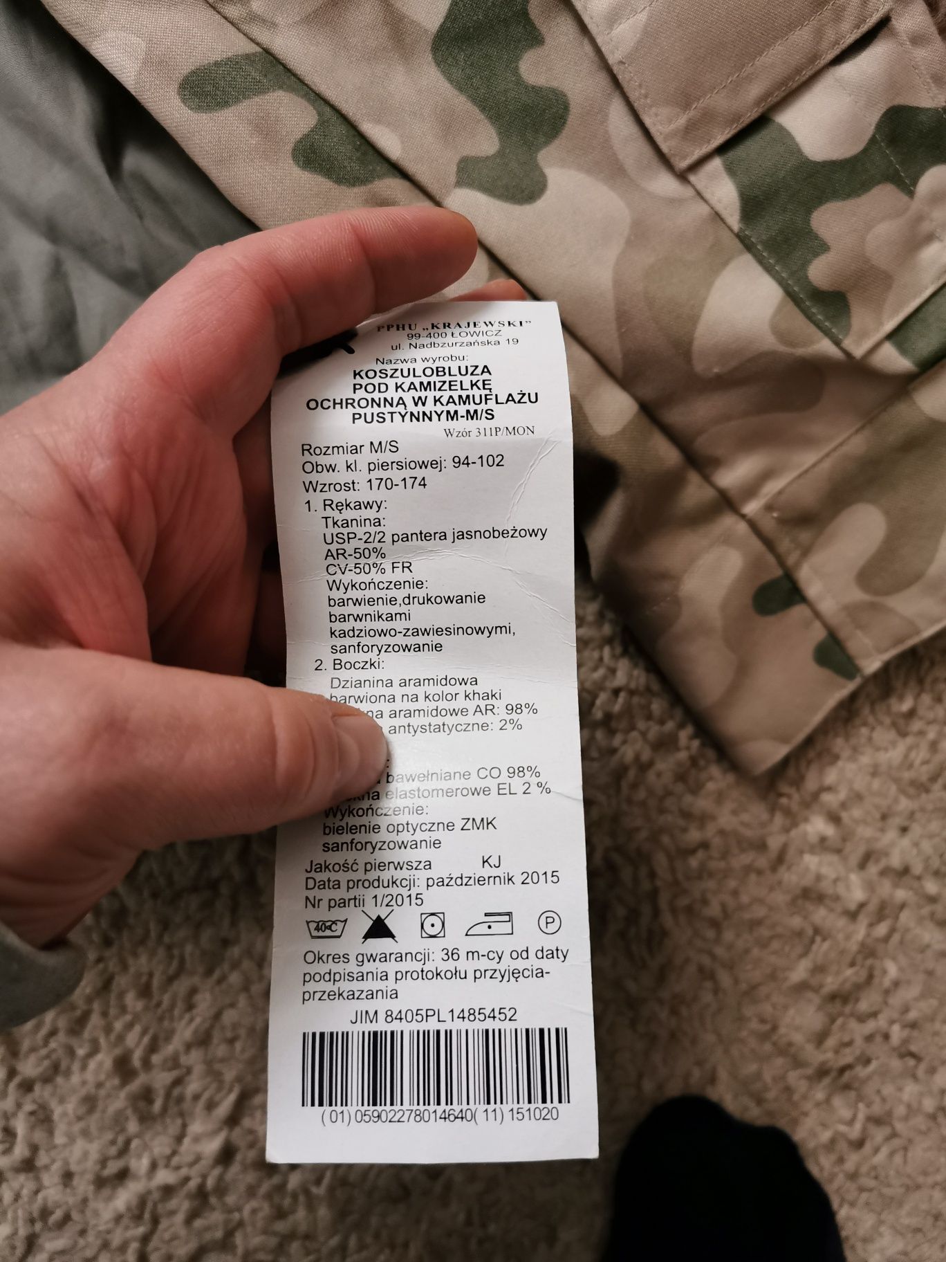 Koszulobluza pod kamizelkę  tropikalny combatshirt pustynny m/s