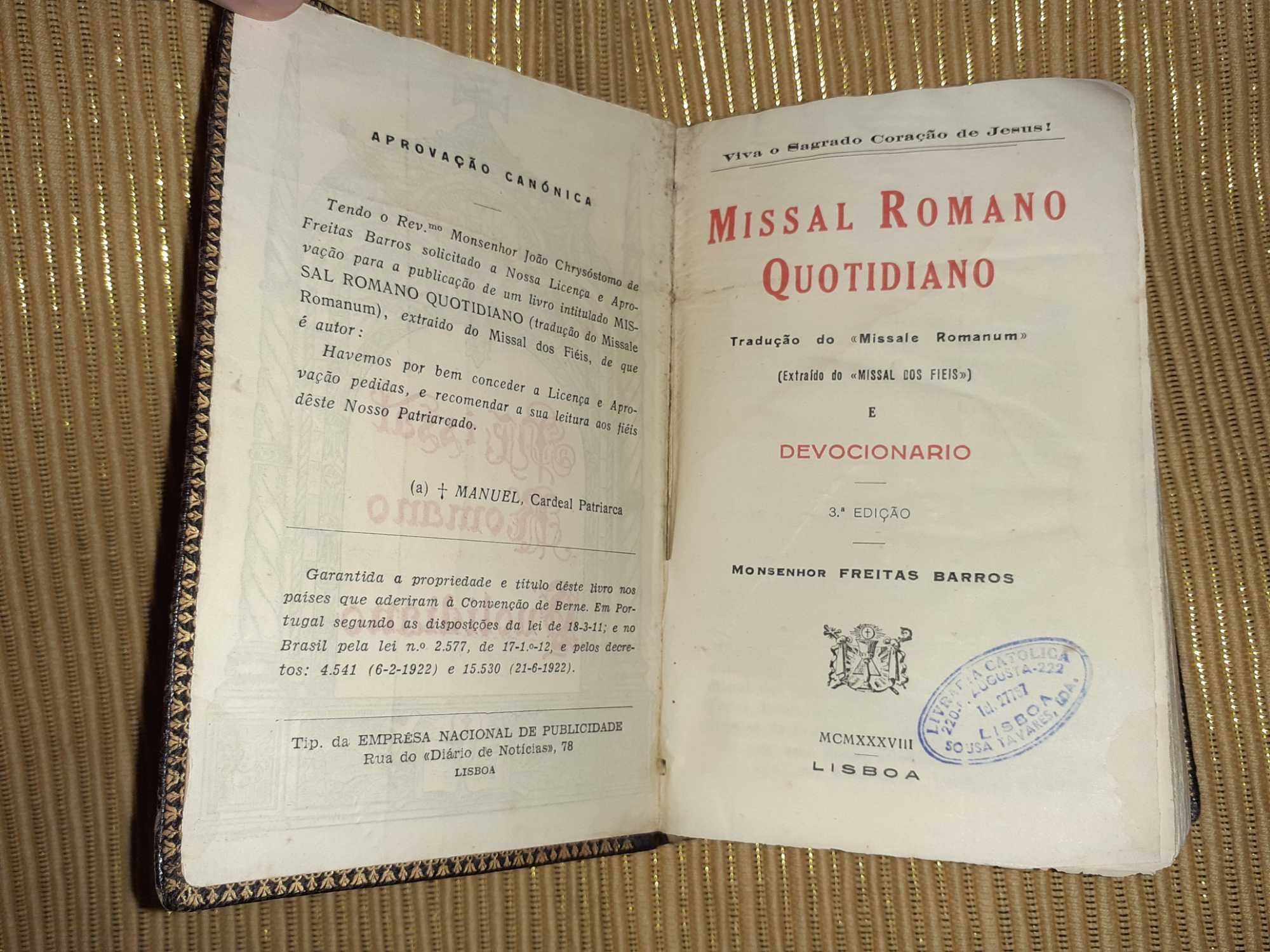 Missal  Romano Quotidiano Monsenhor Freitas Barros 3a Edição