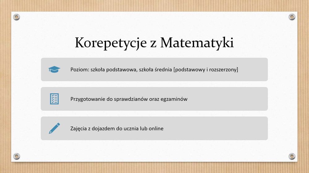 Korepetycje z Matematyki - Matura i Egzamin 8 kl. (Możliwość dojazdu)