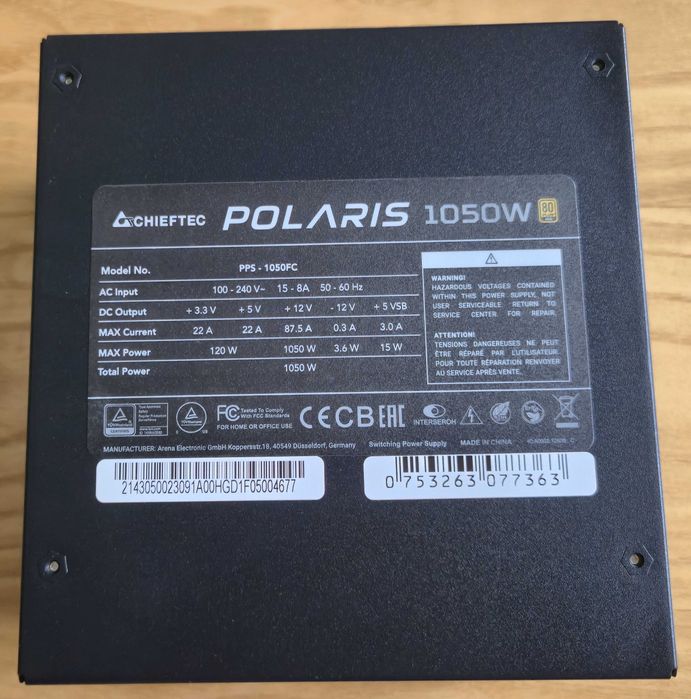 Zasilacz Chieftec Polaris 1050W 80 Plus Gold (PPS-1050FC)