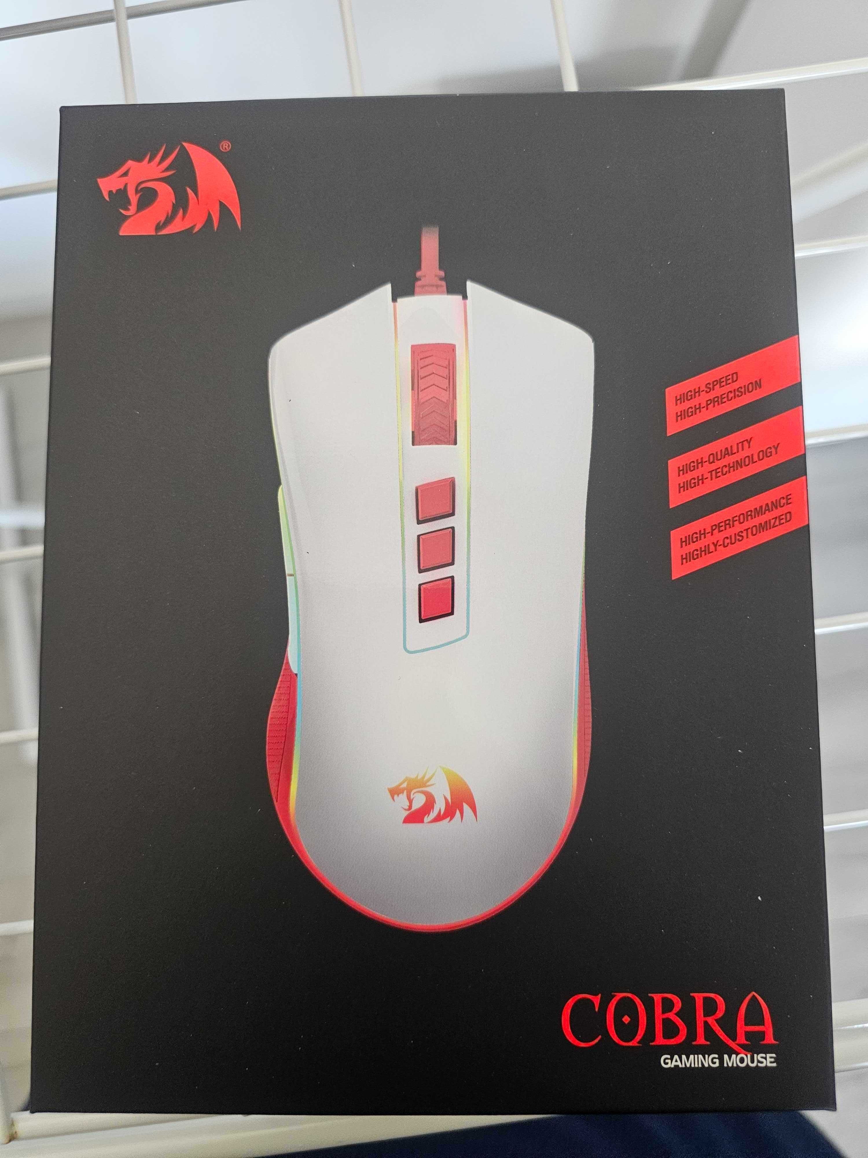 Mysz gamingowa Redragon M711 Cobra (M711C), nowa, plomba, biało-czerw