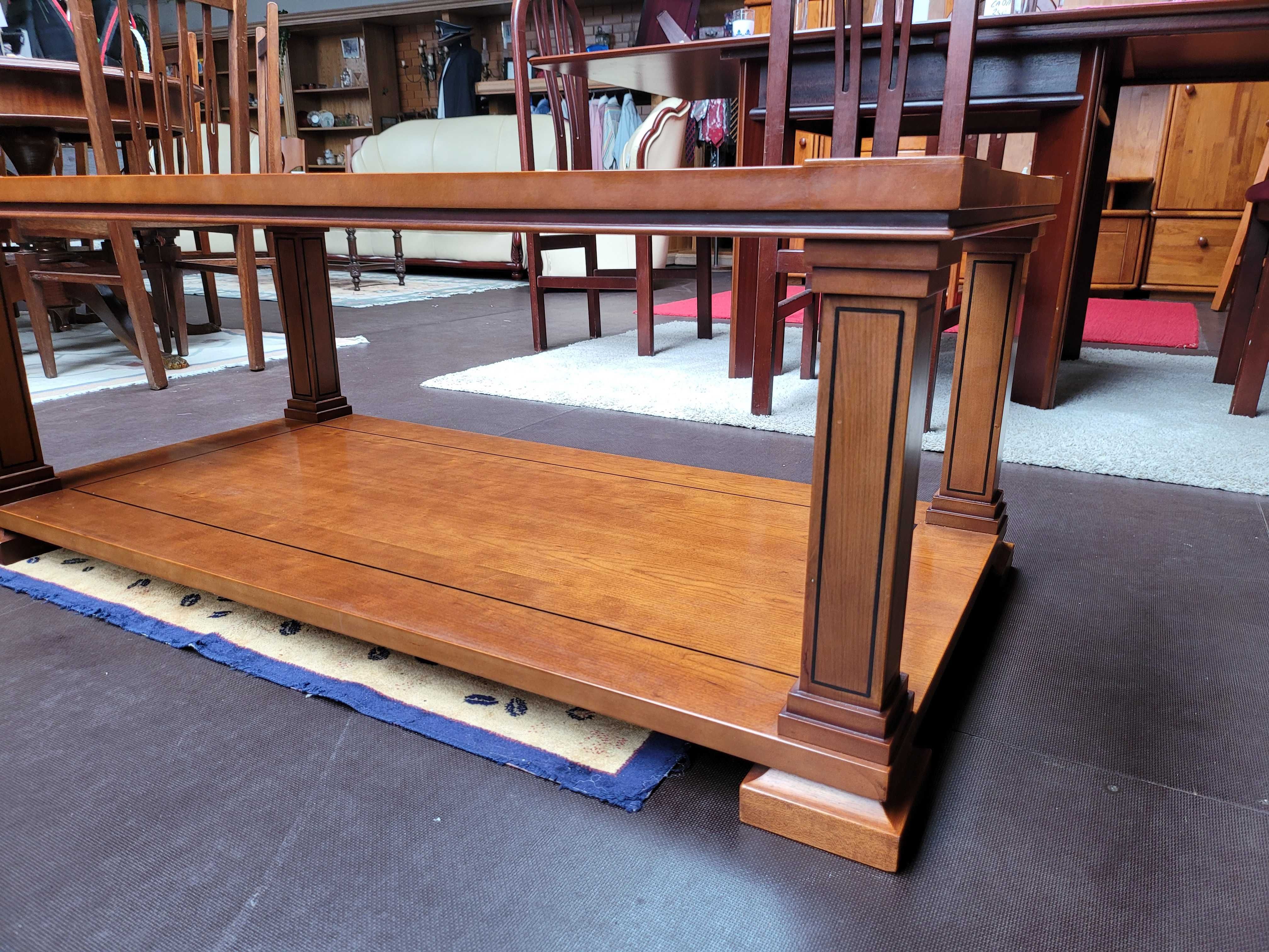 Grande mesa de centro em madeira com tampo em vidro - óptimo estado