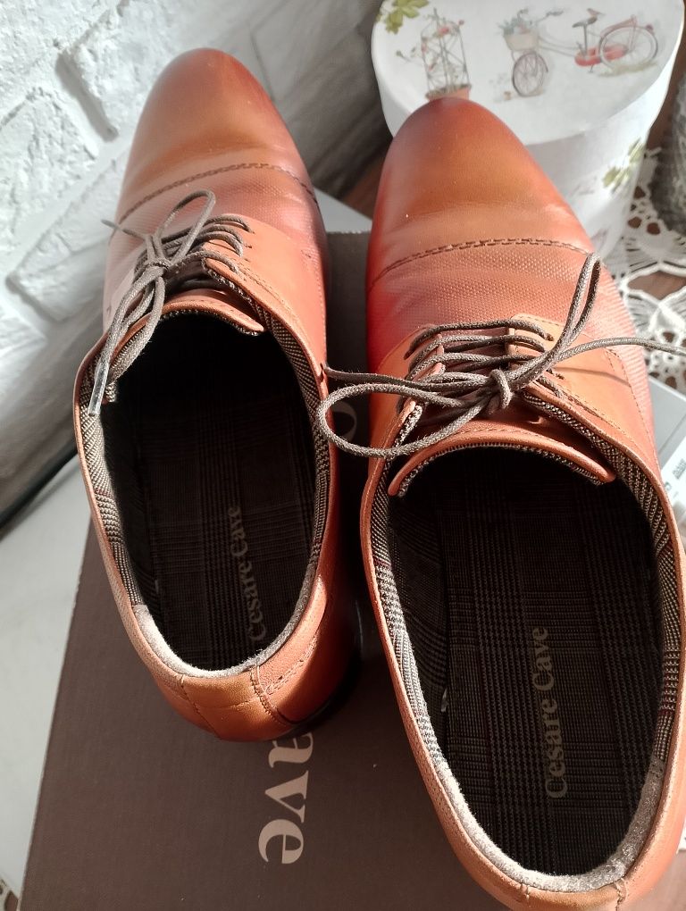 Buty pantofle 40 męskie camelBrąz elegancki półbuty bierzmowanie nowe