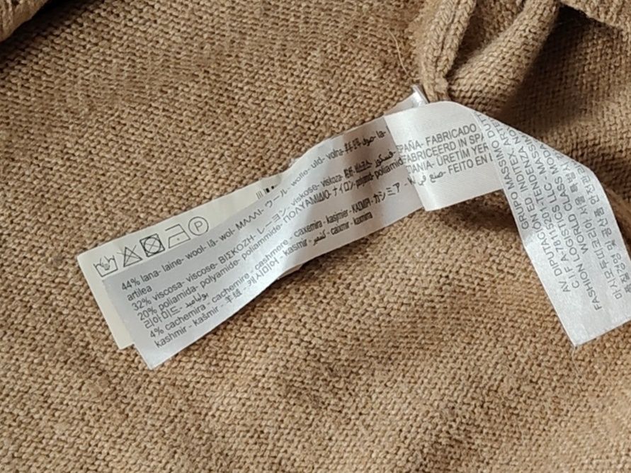 Golf Massimo dutti 38 M brązowy camelowy wełniany wiskozowy kaszmirowy