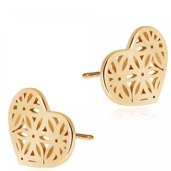 Złote kolczyki serduszka Murrano