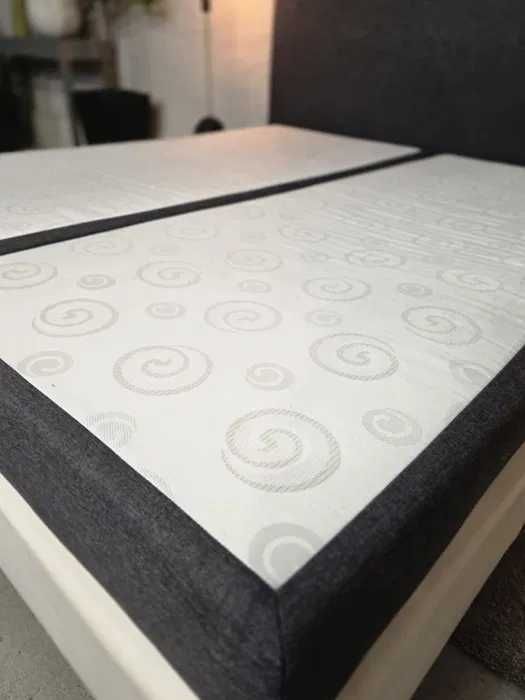 Łóżko sypialniane 180x200 biało-szare z materacem | Transport GRATIS