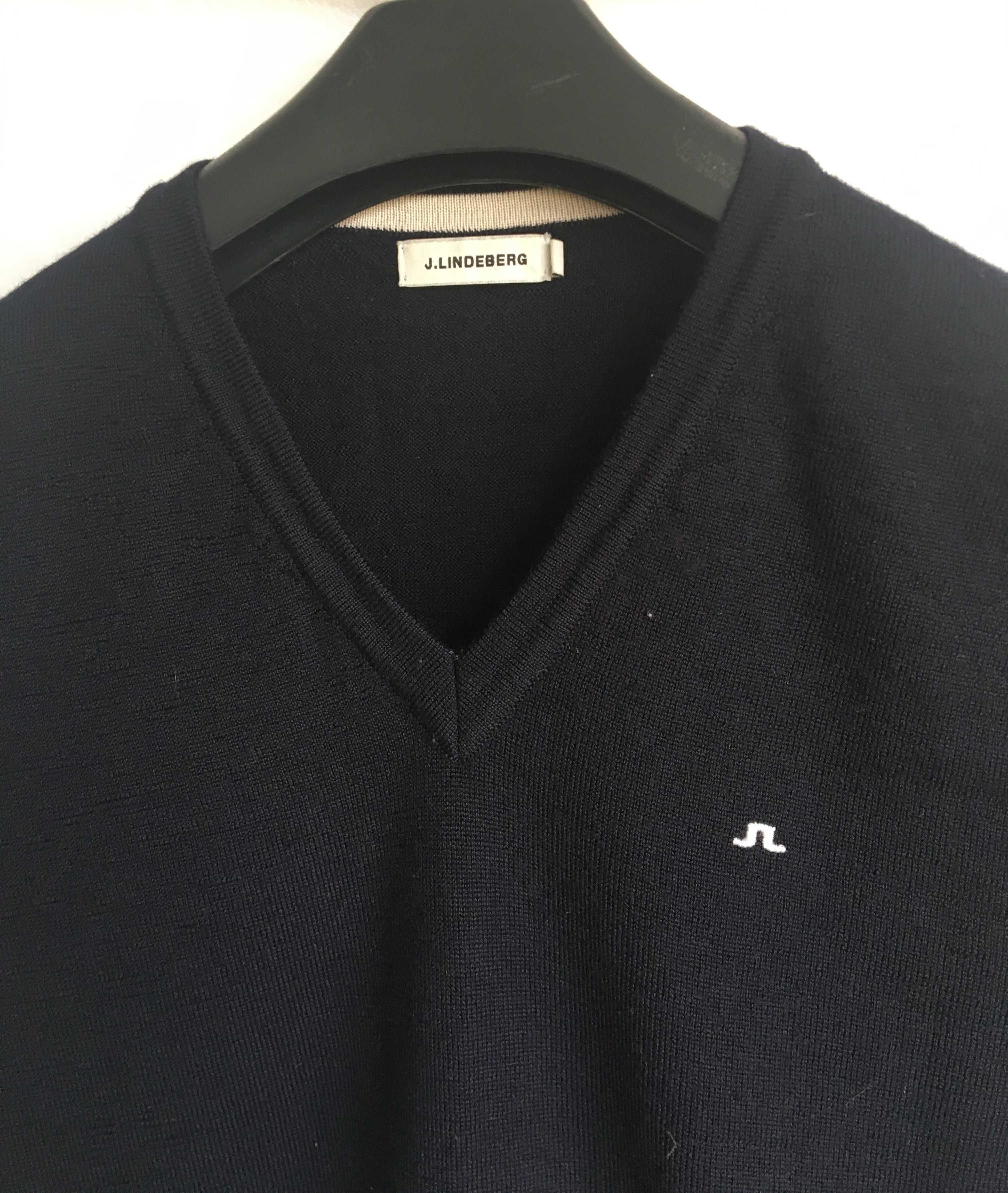 J.LINDEBERG sweter męski z dekoltem v-neck, 100% merino wool r. S