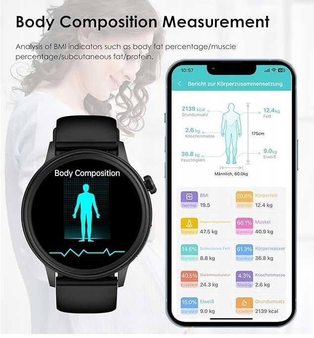 Smart Watch ET470 1.39-calowy ekran HD monitorowanie zdrowia funkcje