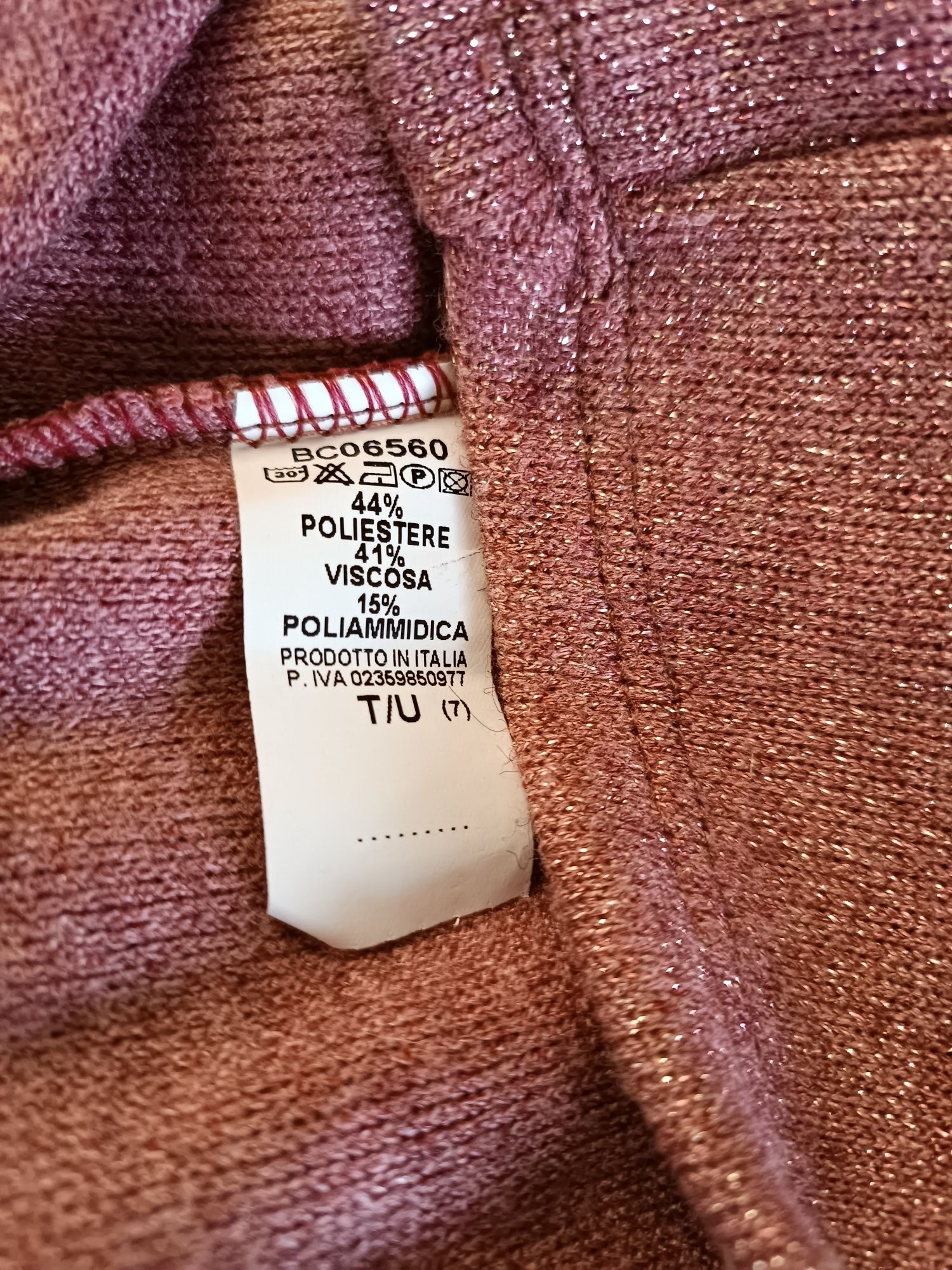 Sukienka nowa bez metki golf brokat pudrowy róż uniwersalna S M L XL