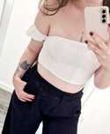 Crop top rozciągliwy z rękawkami hiszpanka M L