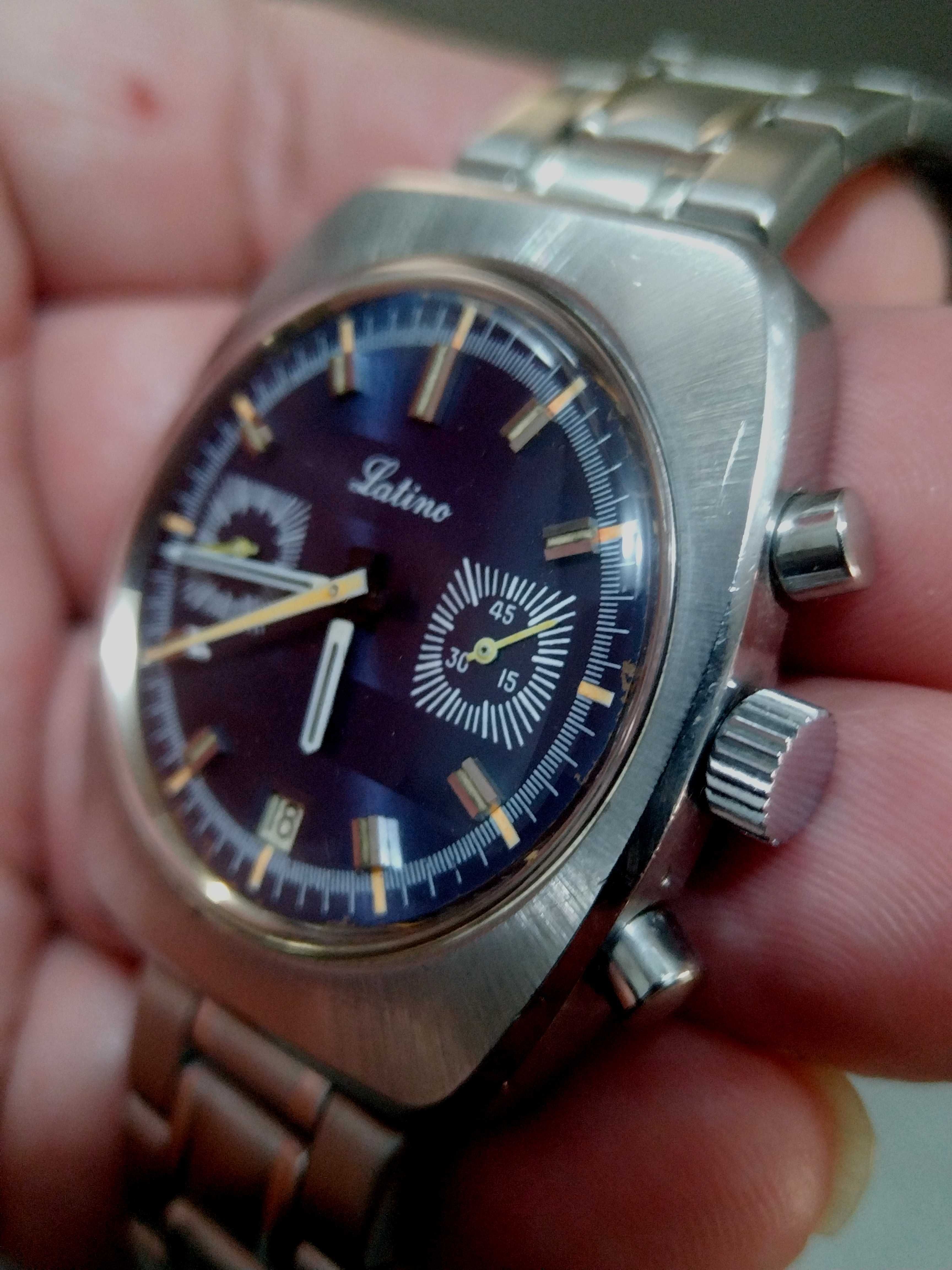 Vintage cronógrafo LATINO com calibre 7734 37mm 450 feet