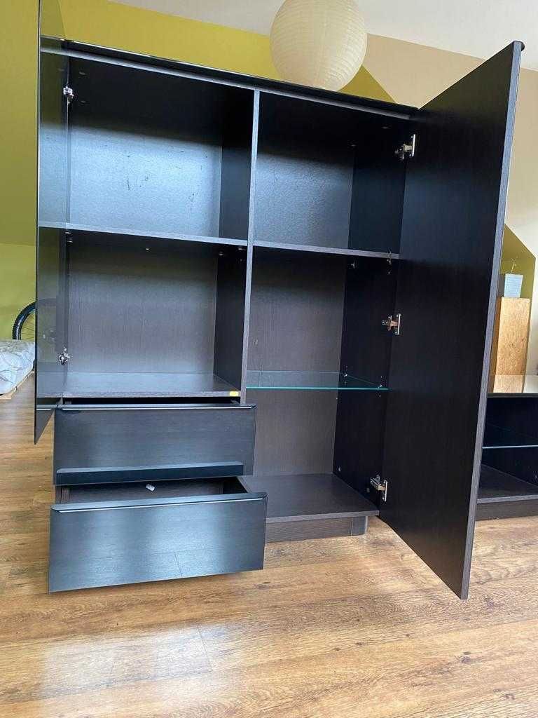 Meble glamour czarne szkło, szafka rtv, komoda/witryna