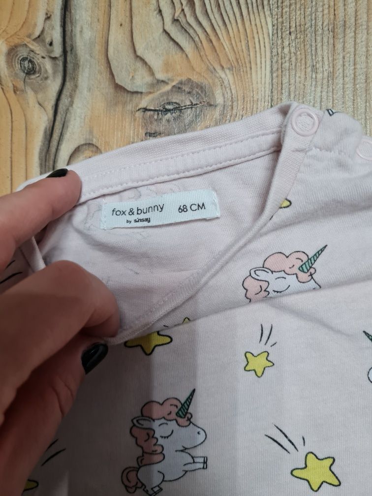 Bluzeczka Fox&Bunny z krótkim rękawem dla dziewczynki na lato rozm 68