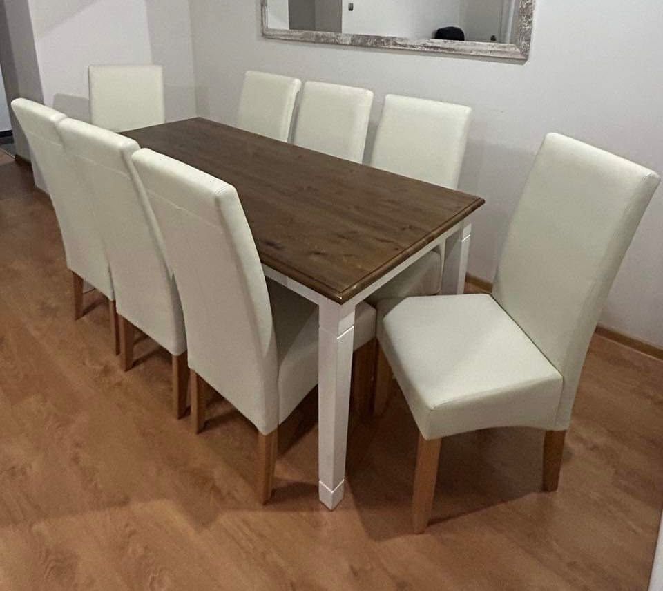 Komplet rozkładany  stół + 8 krzeseł
