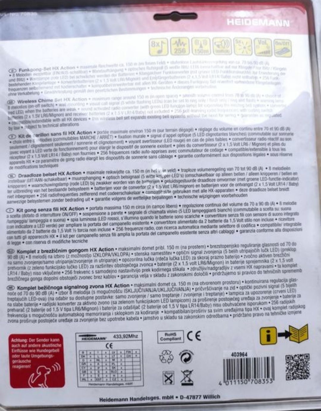 Dzwonek bezprzewodowy Heidemann HX Action 70835