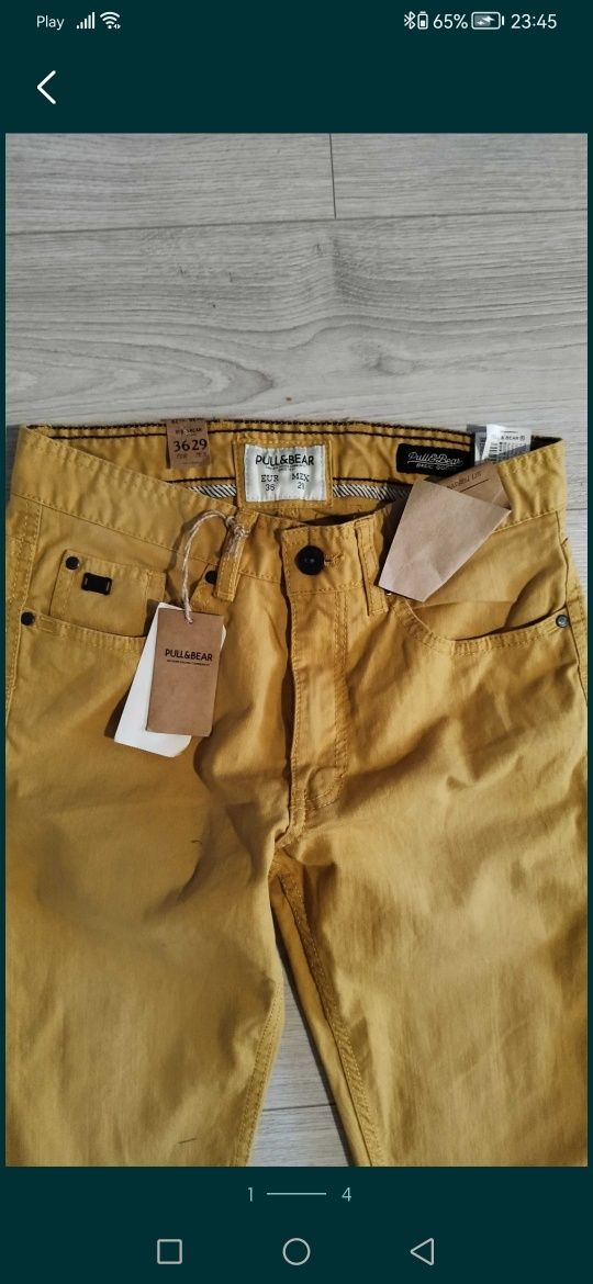 Spodnie Pull&Bear 36 S musztardowe