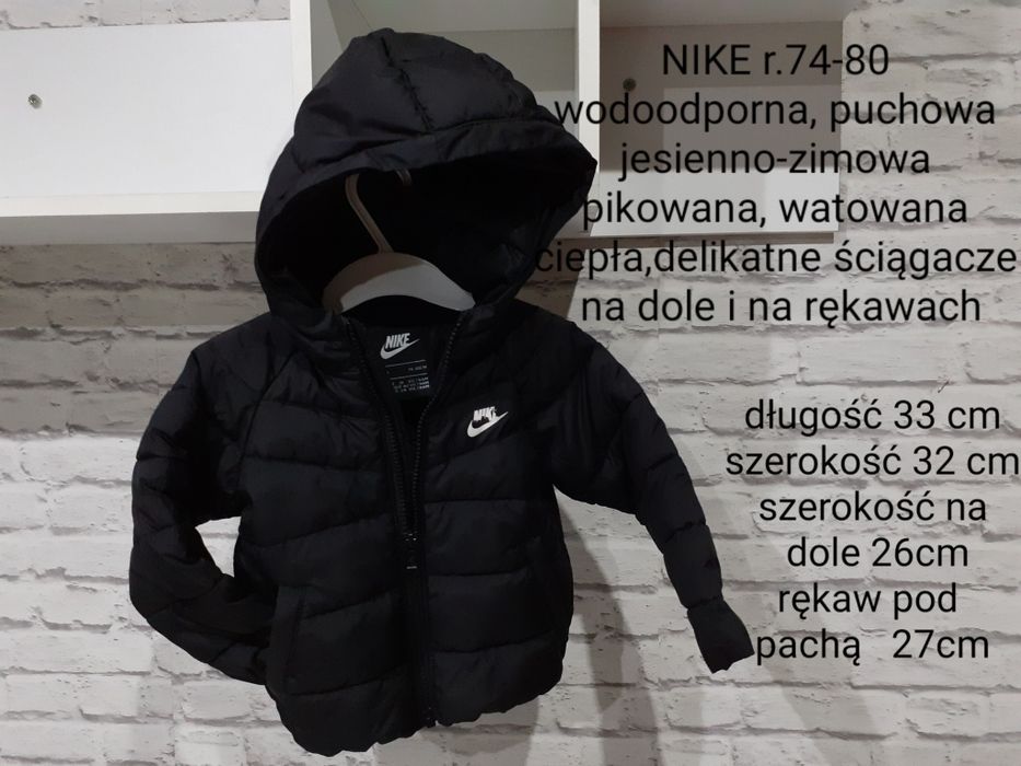 Nike 74 80 haddad puchowa kurtka pikowana jesienna zimowa ciepł