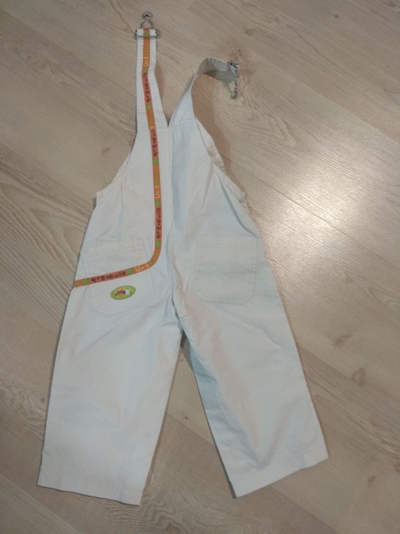 Letnie śliczne ogrodniczki 80 cm, kolor śmietankowy