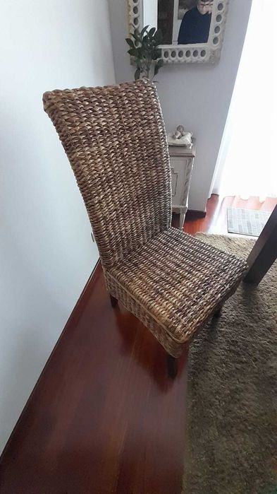 Conjunto de 4 Cadeiras de Jantar em Rattan