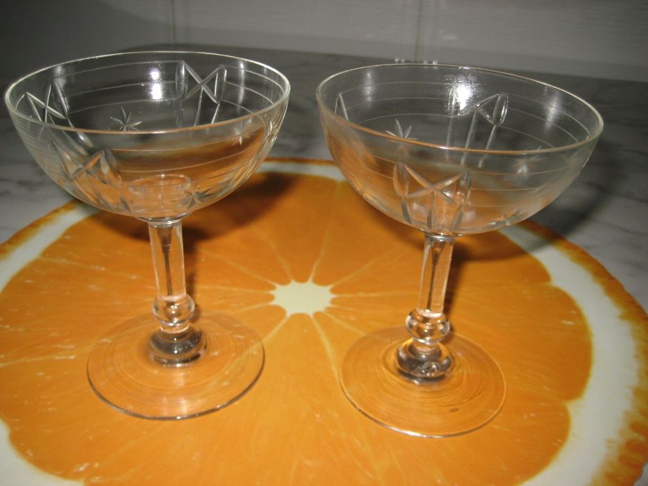 2 taças champanhe lapidadas, anos 1930