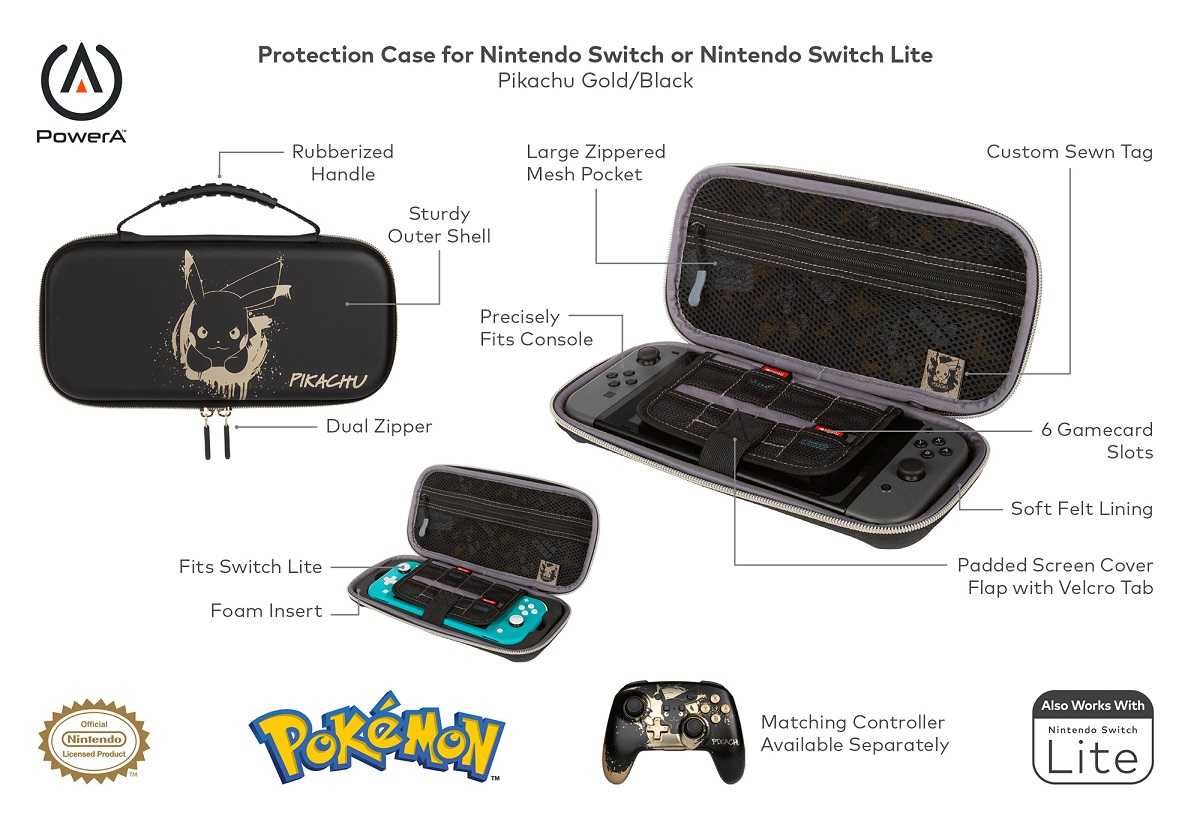 PowerA Etui na konsole Pokemon Pikachu Gold Nintendo SWITCH OLED LITE