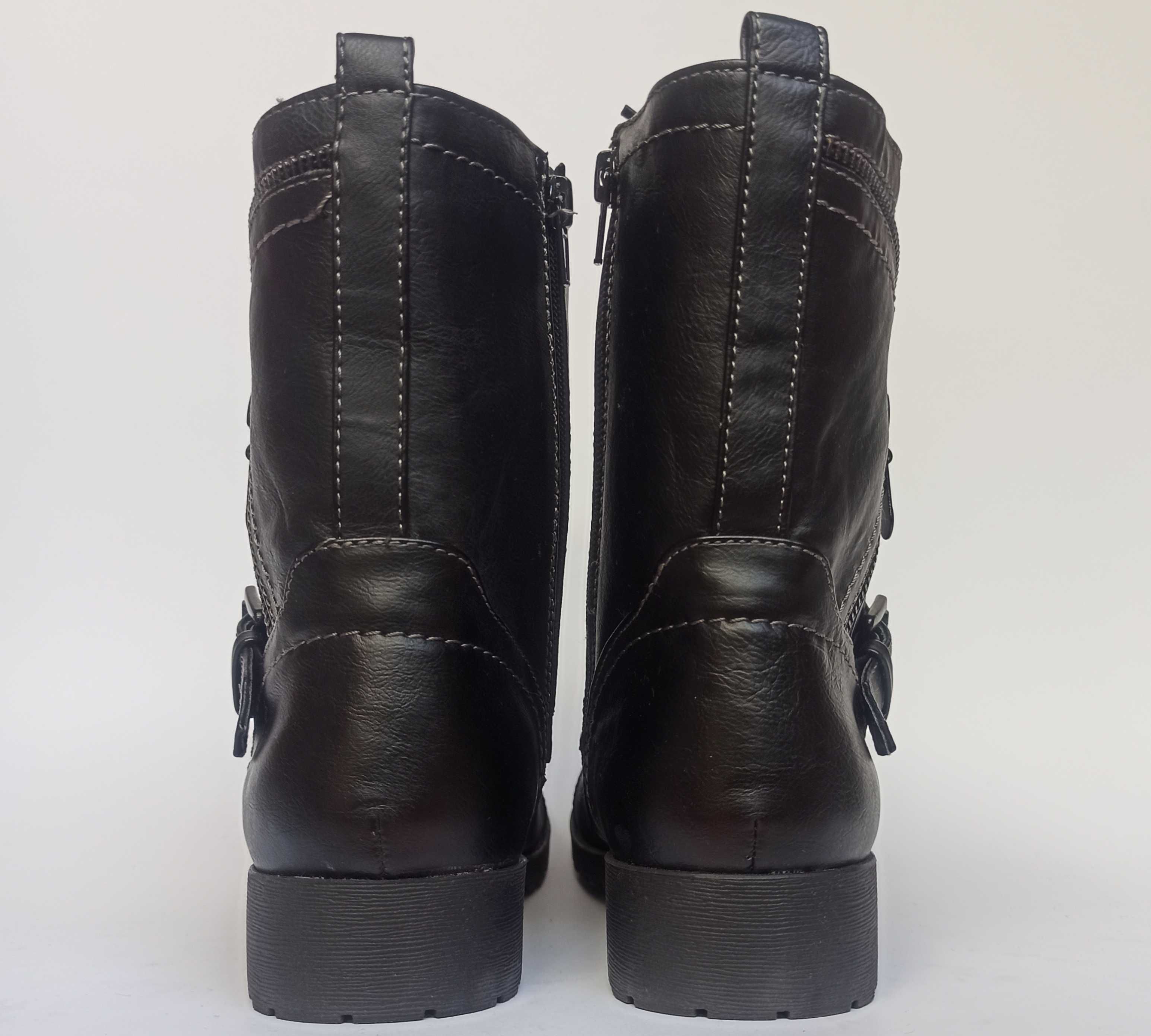 GUESS Trapery Kozaki Botki Militarne Kombat Martens Czarne Workery