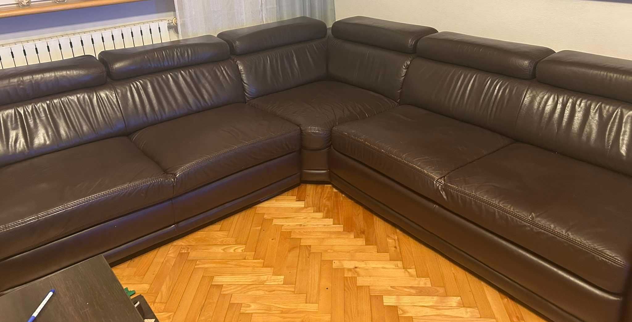 Narożnik wypoczynkowy skórzany z funkcją spania