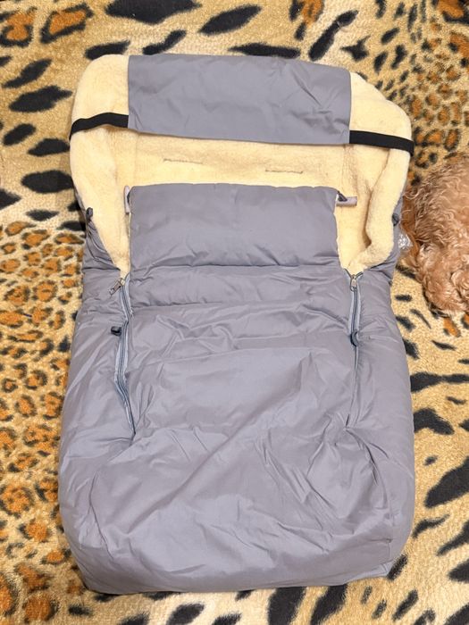 Зимовий конверт-чохол на овчині для дитячої коляски або санок