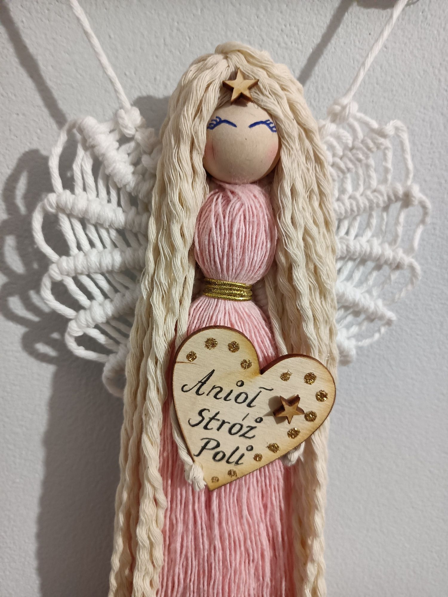Anioł makrama ręcznie robiony, prezent dla dziecka