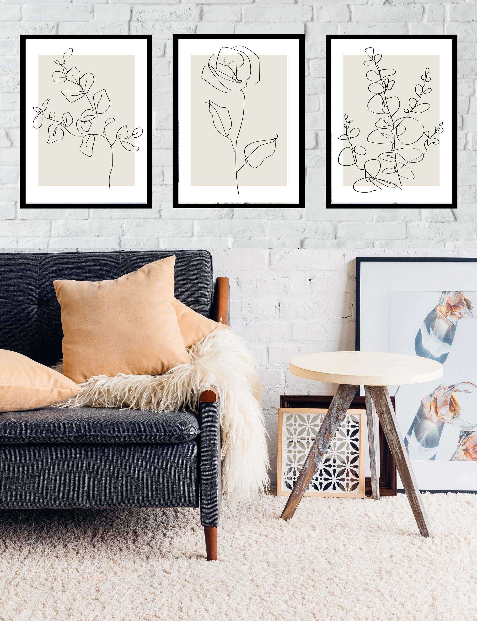 50x40  obrazy w ramie plakaty ramka RÓŻA LINEART SALON NATURA BOHO