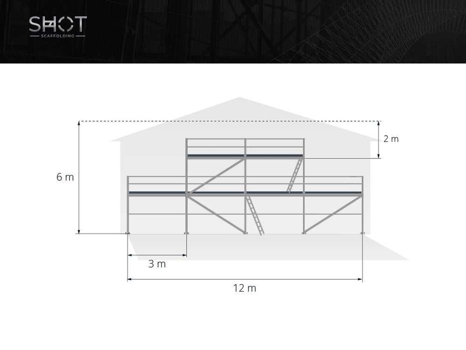 Nowe ~ lekkie, rusztowanie aluminiowe ~ typ Plettac - scaff 74 - 65m2