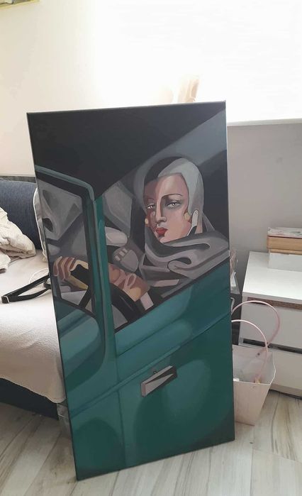 Duzy obraz- Tamara Łempicka - Kobieta w zielonym Bugatti