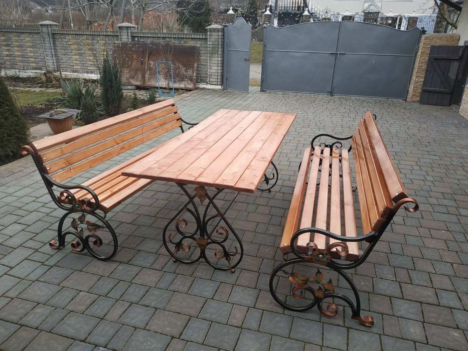 Кована лавка, лавочка лофт зі спинкою, скамейка паркова, садова, 1,5 м