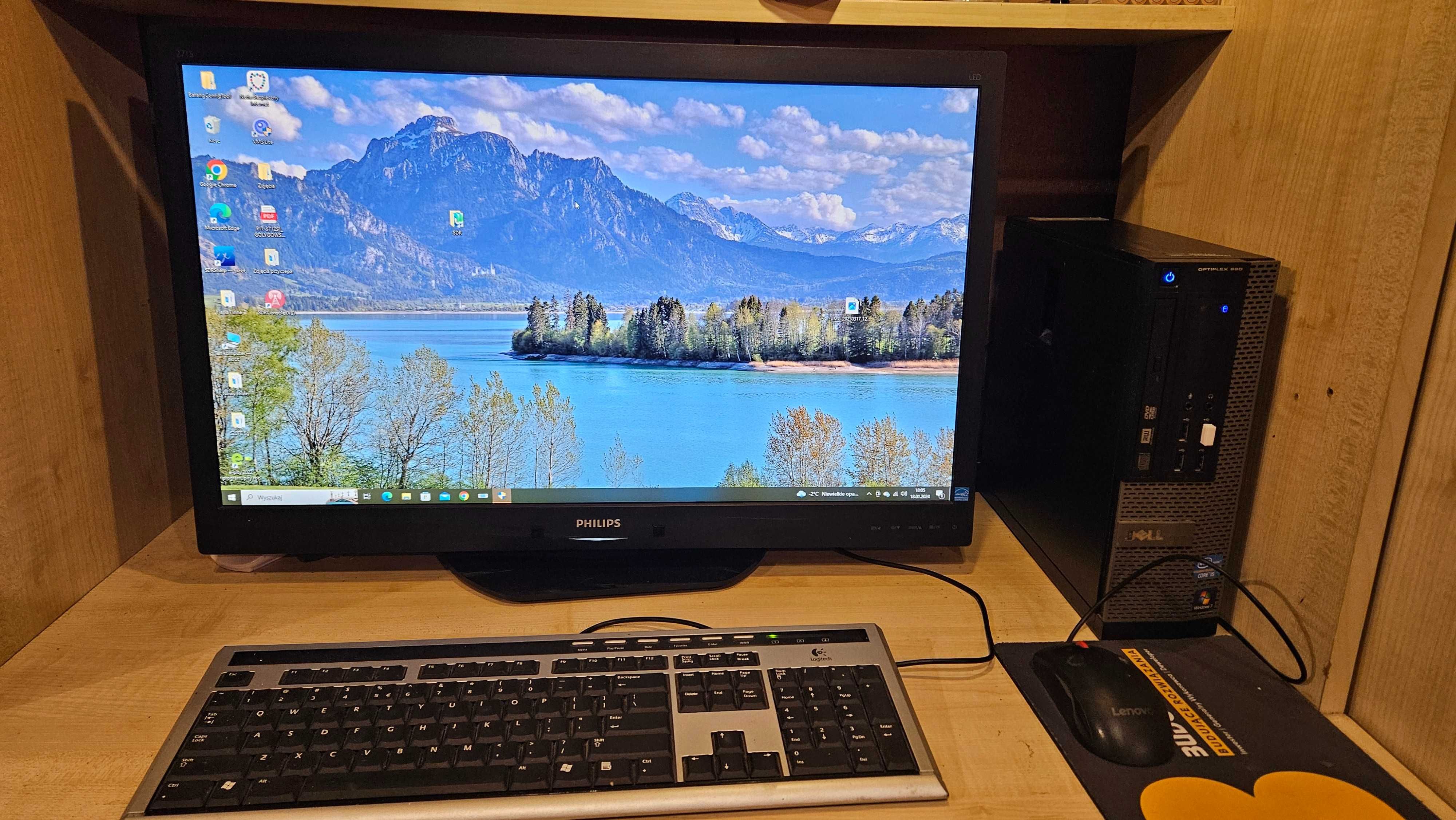 Komputer Dell Optiplex 990 z Monitorem Philips 27 cali i Drukarką