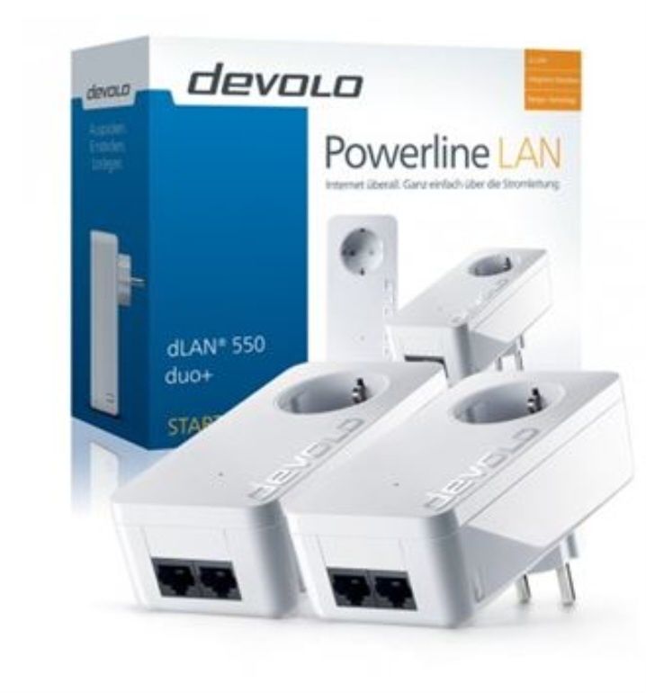 Adaptador de Rede Powerline Devolo dLAN 550 duo+ Starter Kit | Branco