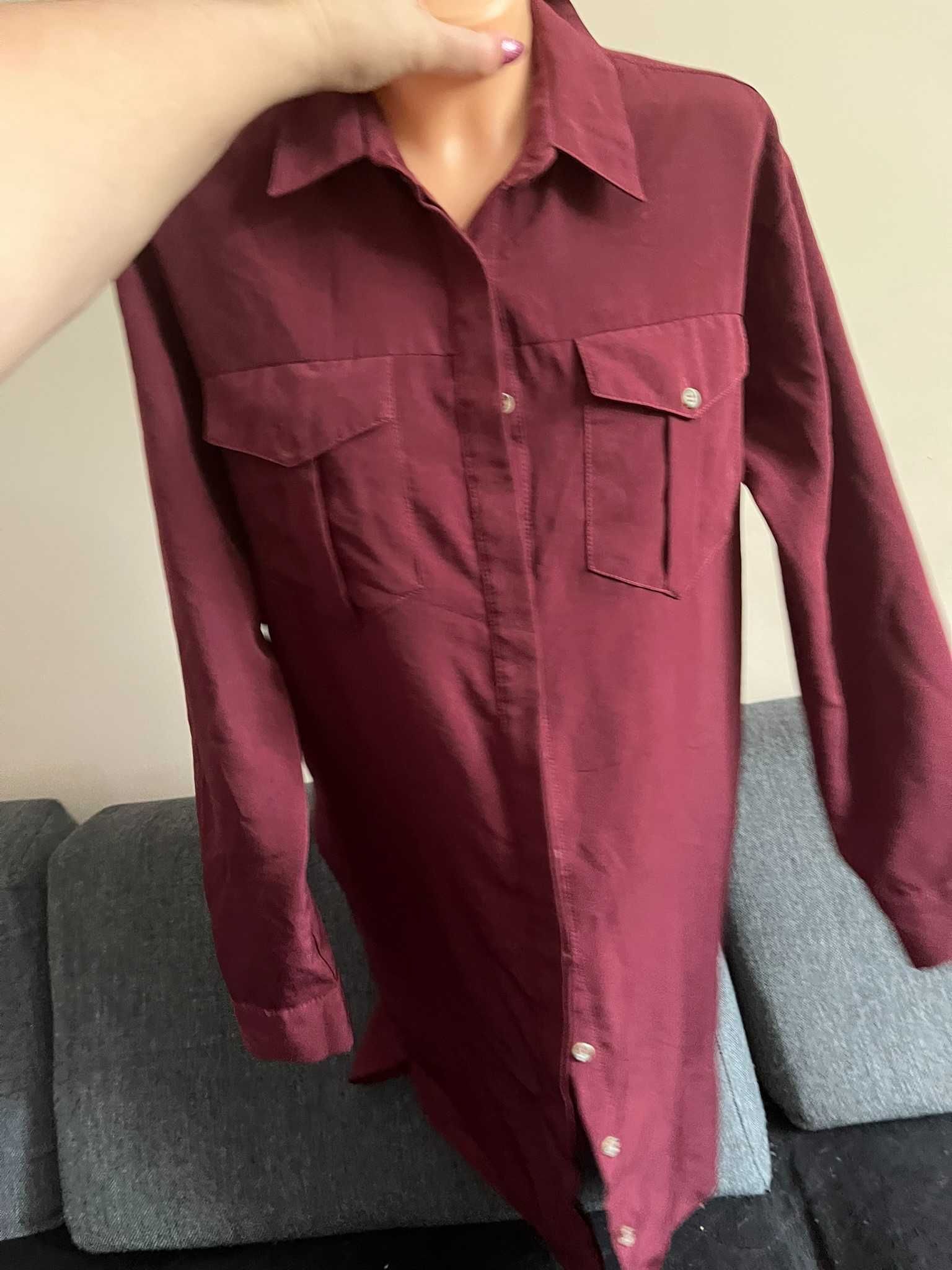 Sukienka koszulowa Topshop M bordowa