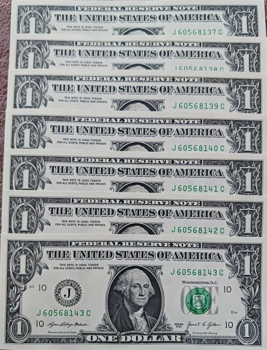 7 x 1 $ USA G.Washington 2021 r. - Kansas City Missouri "J"-mennicze