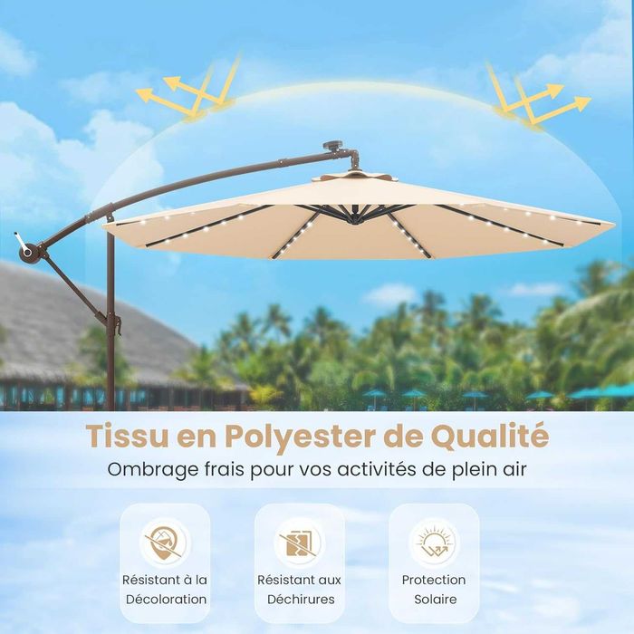 Parasol ogrodowy 300 cm z oświetleniem LED, regulacją kąta