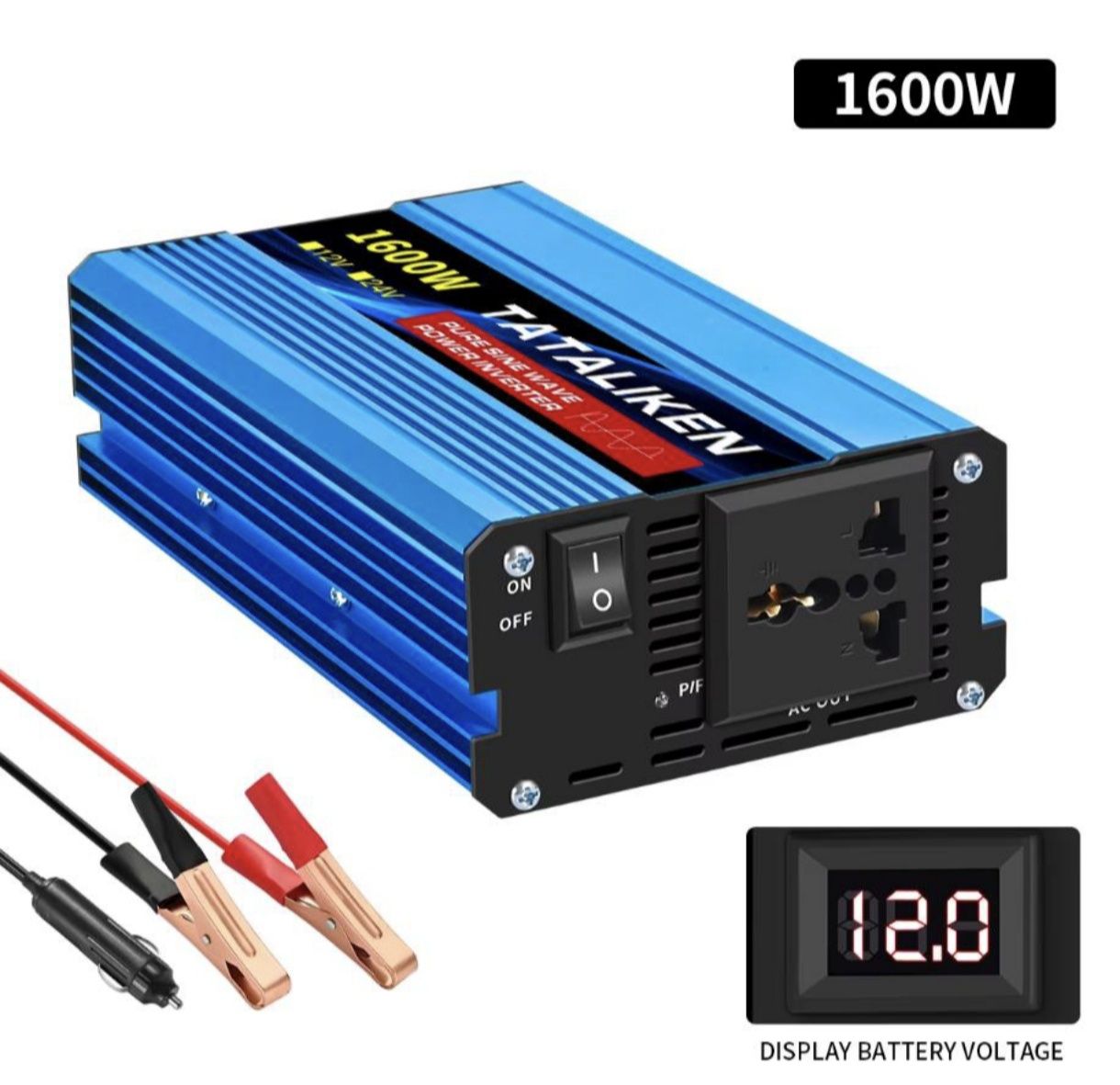 Перетворювач напруги інвертор Tataliken 1600W з 12V на 220V чист.синус