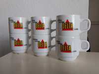 Chávenas de café Delta (anos 90) , conjunto de 24 chávenas + 24 pires